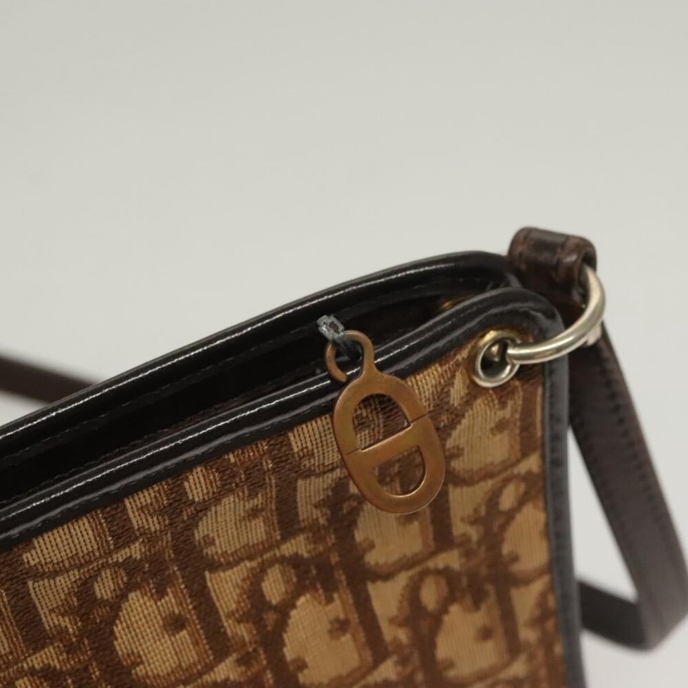 Authentic Christian Dior Trotter Canvas Shoulder Bag Brown Gold - Picture 2 of 16